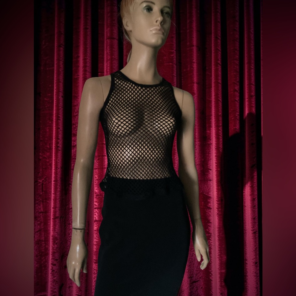 BEBE VINTAGE GOTH NET MESH BLACK  TANK TOP SIZE SMALL